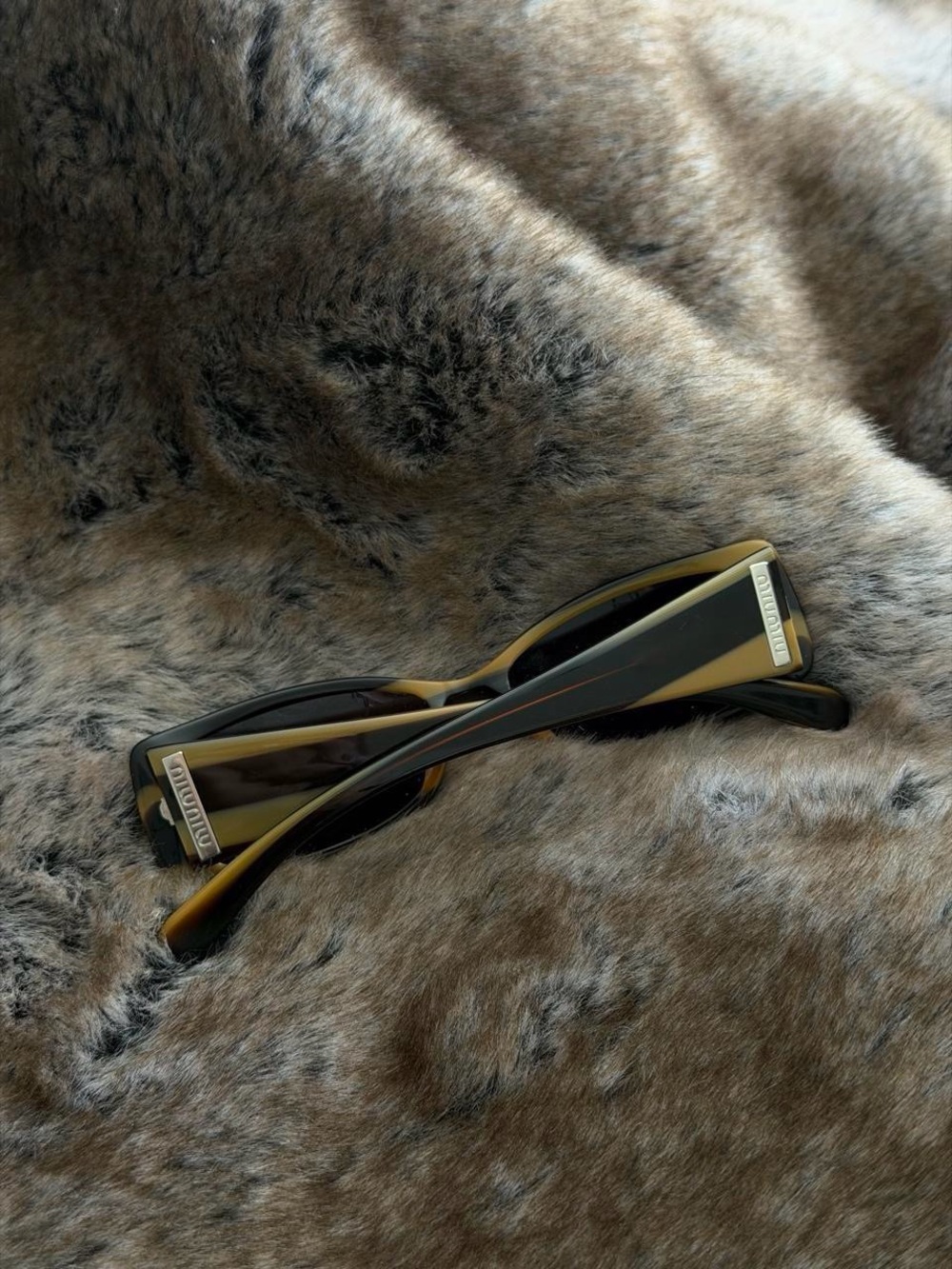 Vintage Miu Miu women’s Rectangular Tortoiseshell Sunglasses - Brown/Black - Picture 2 of 4